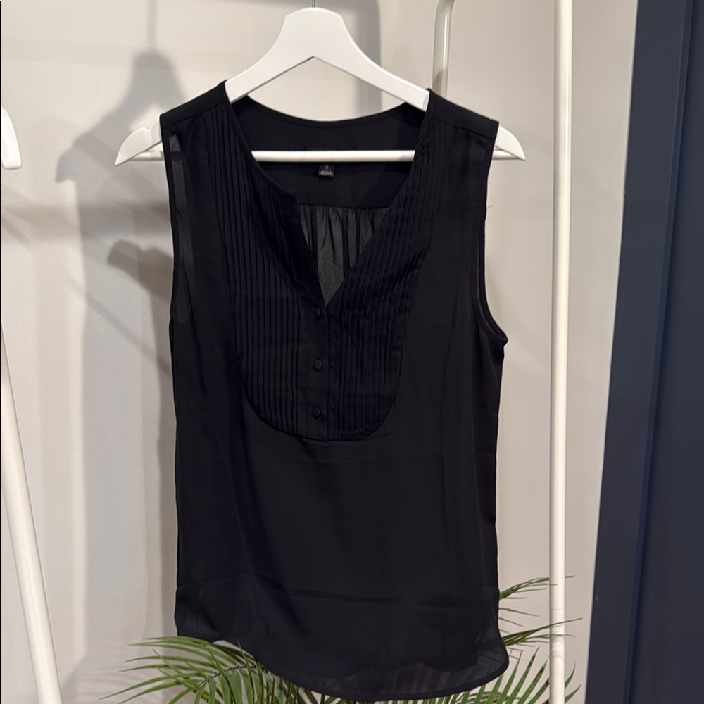 J. Crew Black Sleeveless Blouse with Detailed Collar